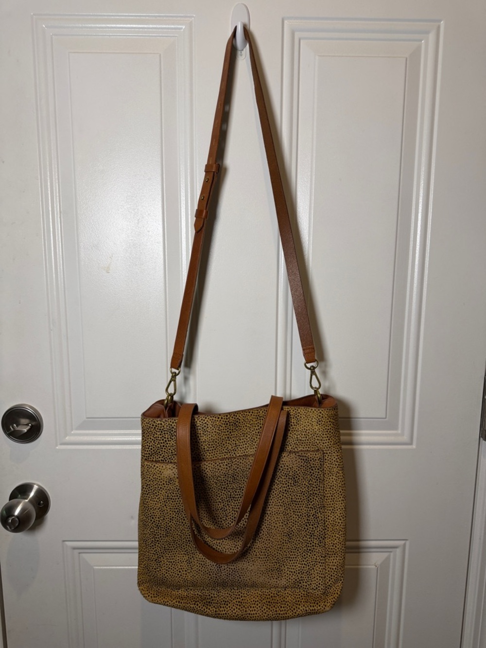 Madewell Transport Tote Leather Spotted Calf Hair Edition